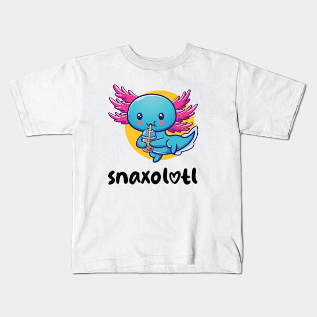 Snaxalotl hungry axolotl (on light colors) Kids T-Shirt by Messy Nessie